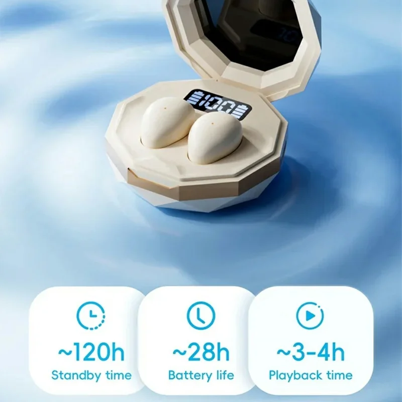 MY001 Sleep TWS Bluetooth-Compatible Earbuds In-Ear Music Earphones with Digital Display Charging Case - Nude