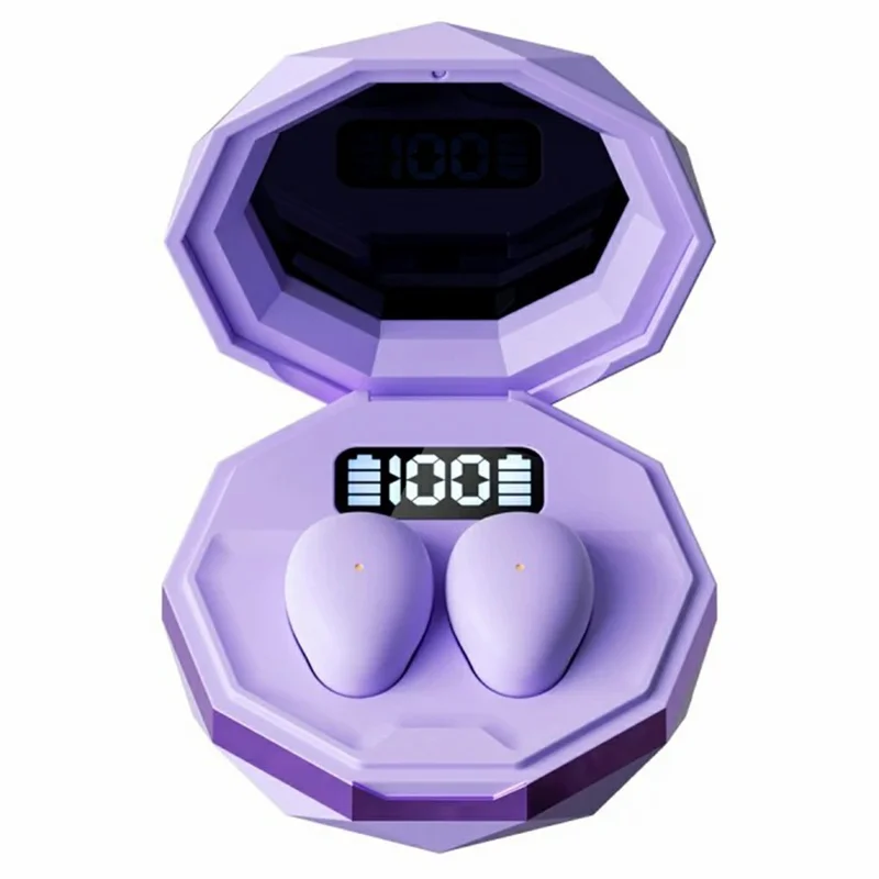 MY001 Écouteurs TWS Bluetooth Compatible Musique Intra-Auriculaires avec Boîtier de Charge Numérique - Violet