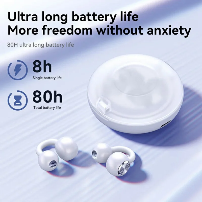 DL3 Ear Clip Wireless Bluetooth-compatible Earphones HiFi Sound Noise Reduction Earbuds - White