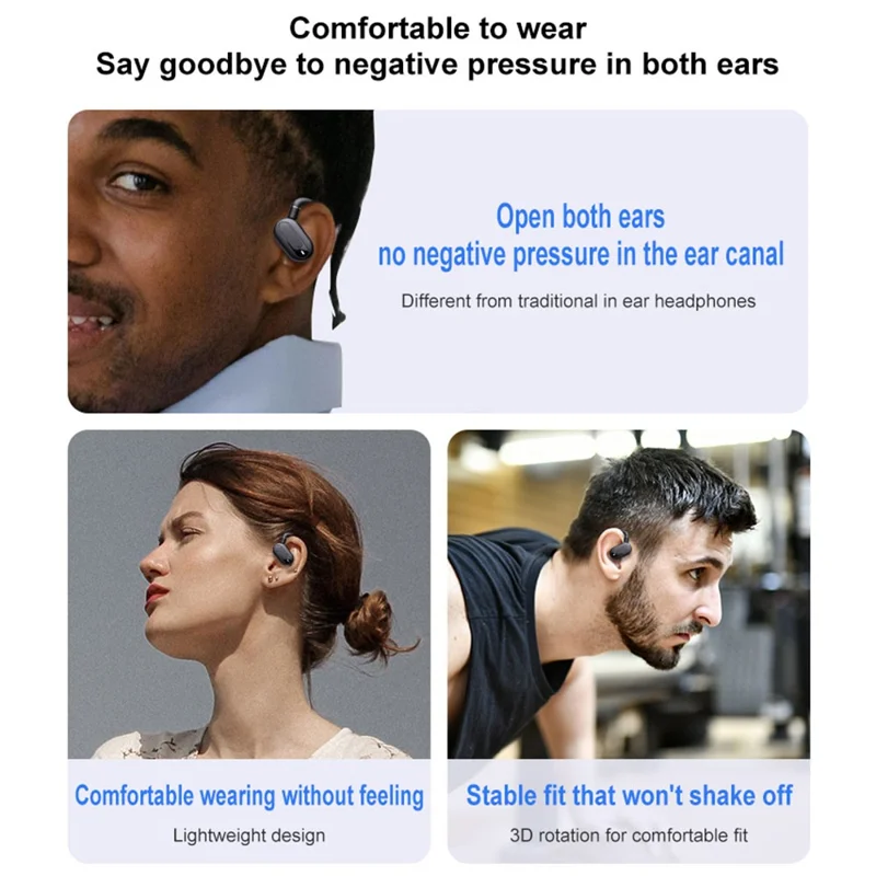 BT 5.4 AI Smart Translator Earbuds Open Ear Design Multi-Angle Adjustable Language Translation - Black