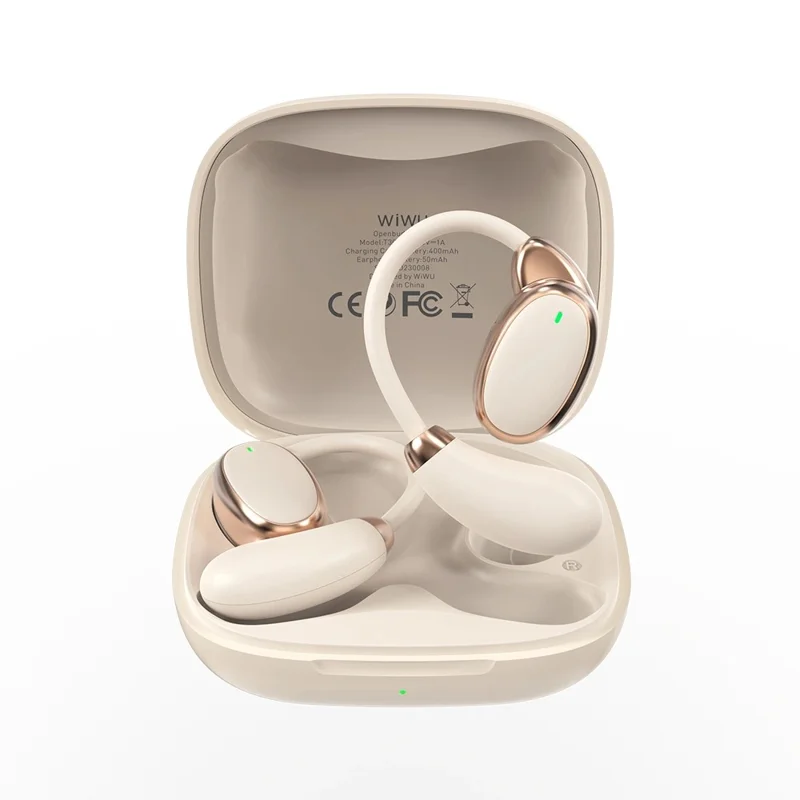 WIWU T30 Cuffie wireless a conduzione ossea con gancio auricolare, Bluetooth, colore bianco