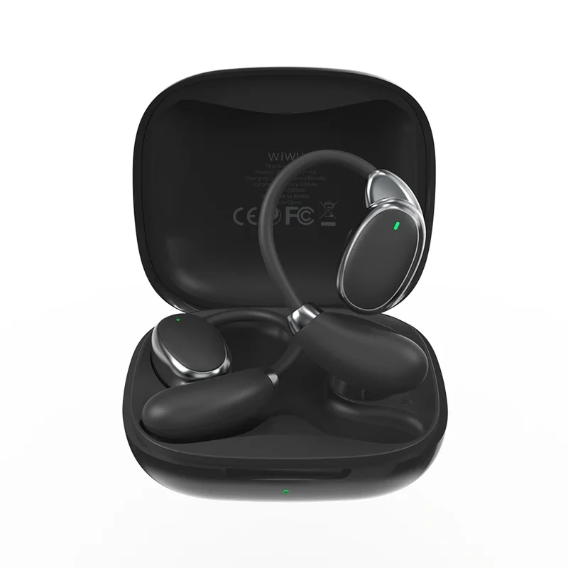 WIWU T30 Open Ear Bluetooth-compatible Earphones Ear Hook Bone Conduction Wireless Headphones - Black
