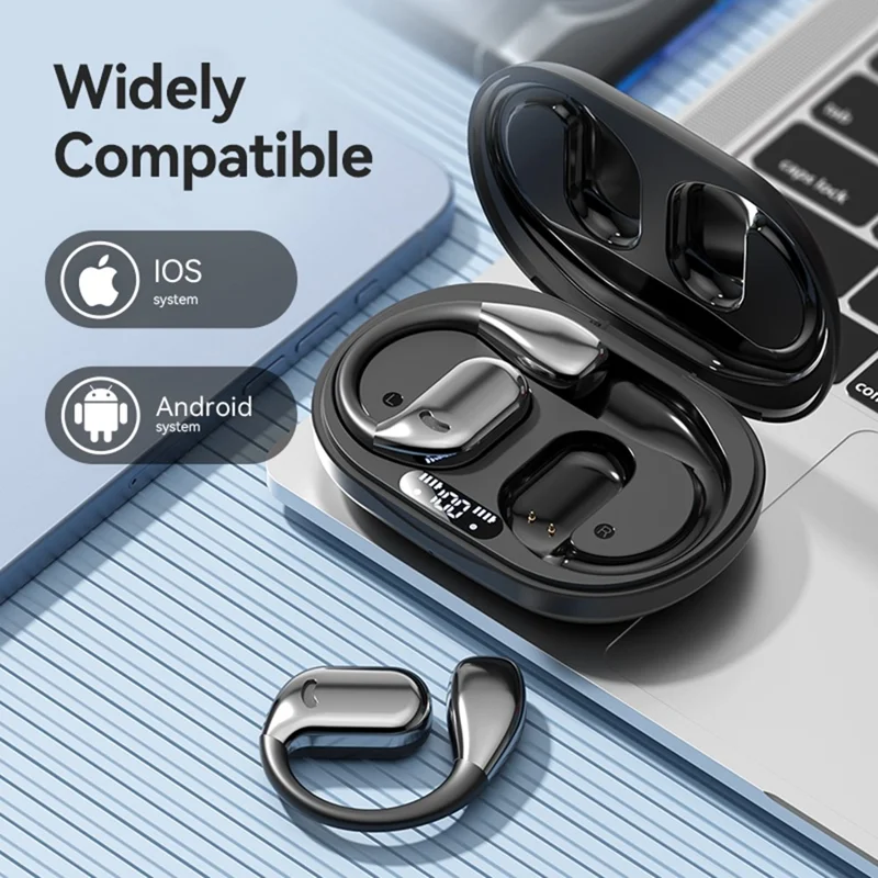 Open Ear Wireless Sport Headphones Noise Reduction Ear Hook Bluetooth-compatible Earphones - Black