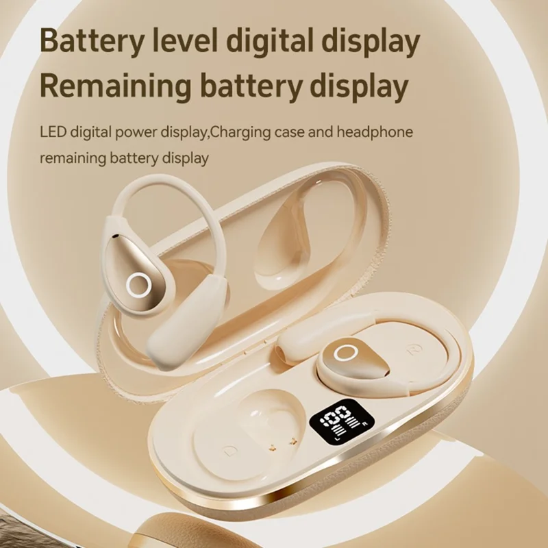 144 Languages Translator Bluetooth-compatible Earphones Open Ear AI Translation Earbuds with Leather Coated Charging Case - Black