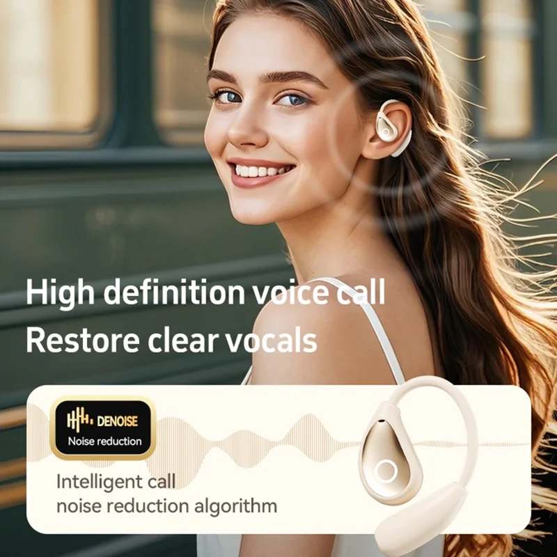 144 Languages Translator Bluetooth-compatible Earphones Open Ear AI Translation Earbuds with Leather Coated Charging Case - Black