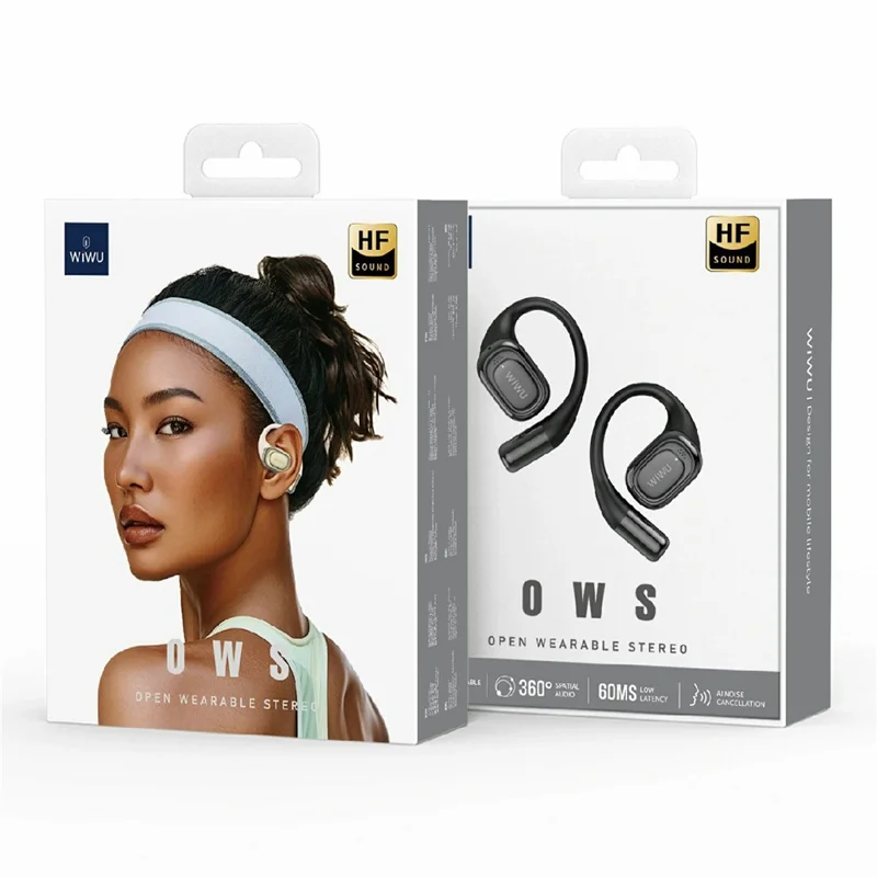 WIWU O500 Open Ear TWS Wireless Earphones IPX7 Waterproof Bone Conduction Sports Headphones - Black