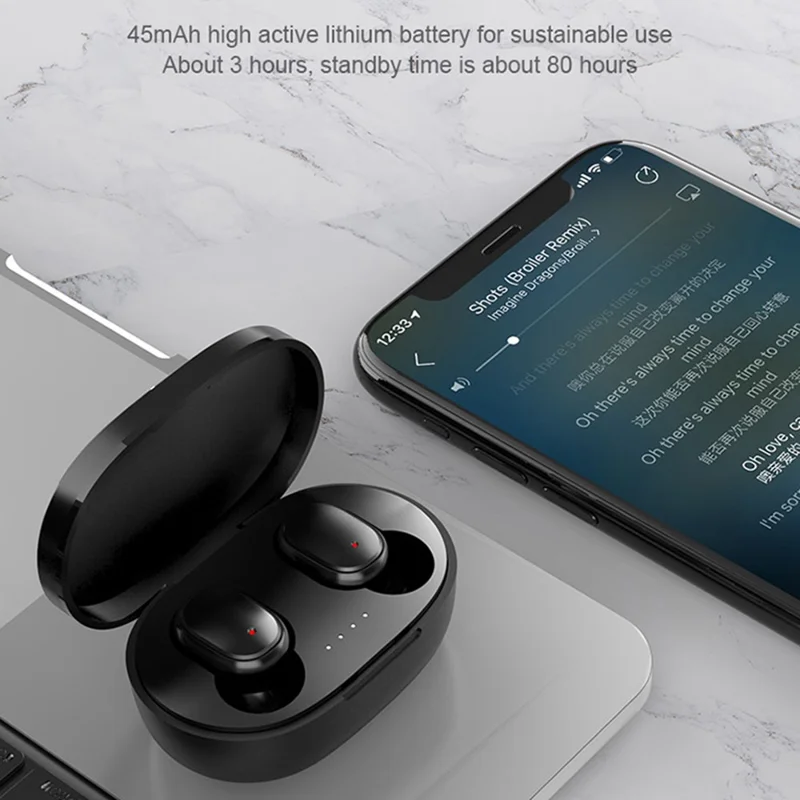 A6S PRO TWS Wireless Earbuds HiFi Sound Noise Reduction Bluetooth-Compatible Earphones - Black