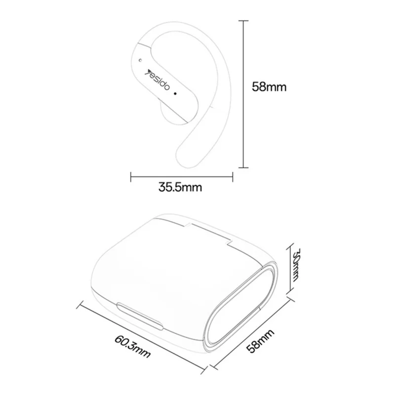 YESIDO YSP28 OWS Cuffie Bluetooth Sportive Professionali con Design Open Ear e Cancellazione del Rumore ENC