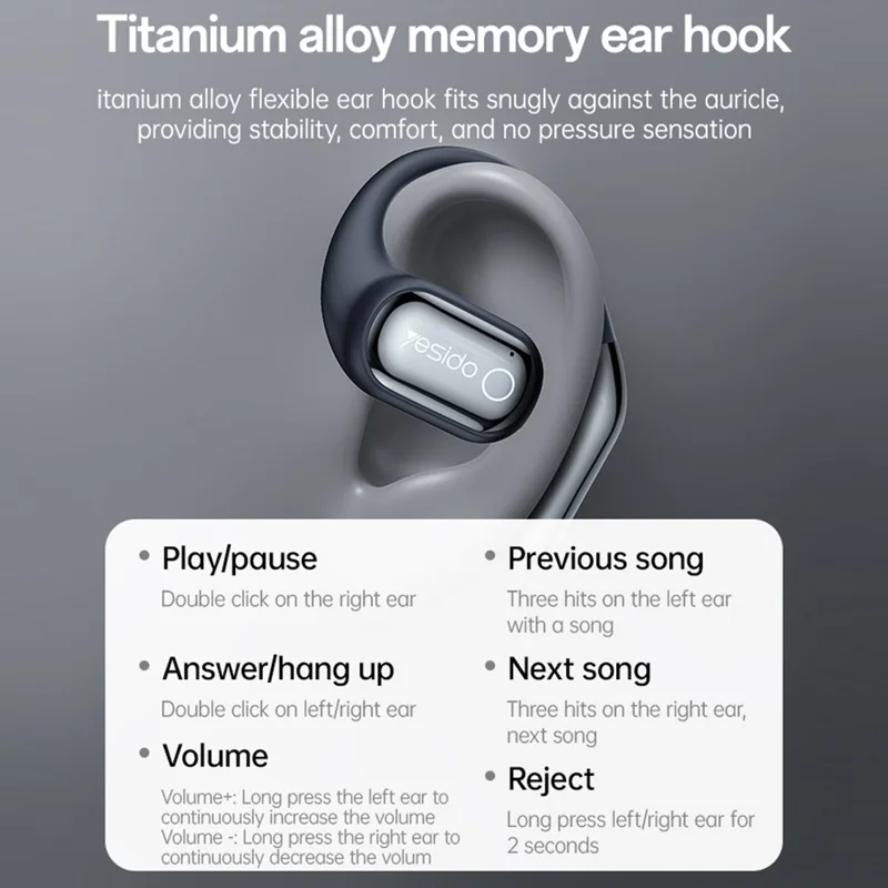 YESIDO YSP26 Wireless Bluetooth-Compatible Earphone Open Ear Design ENC Noise Cancelling Music Headset