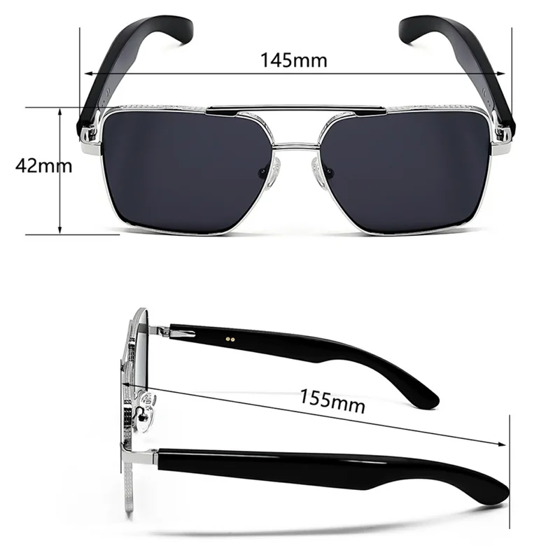 GT-30 Gafas Inteligentes de Traducción por IA con Audio HD, Música Bluetooth, Llamadas y Protección UV - Plata+Gris