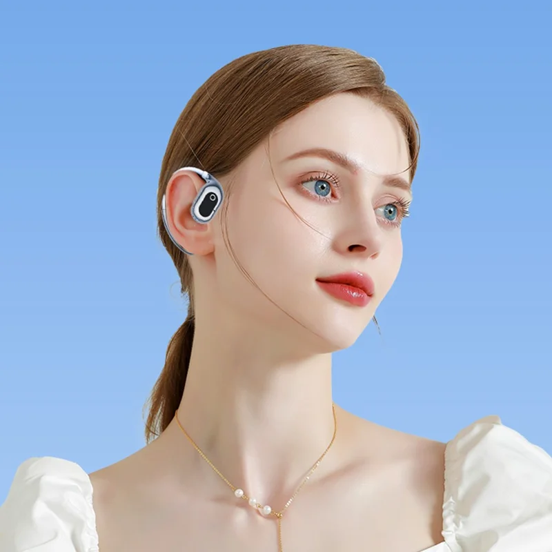 BT 5.4 Mini TWS Earbuds Smart Digital Display Earhook Wireless Sports Headset AI Translation Headphones - Black