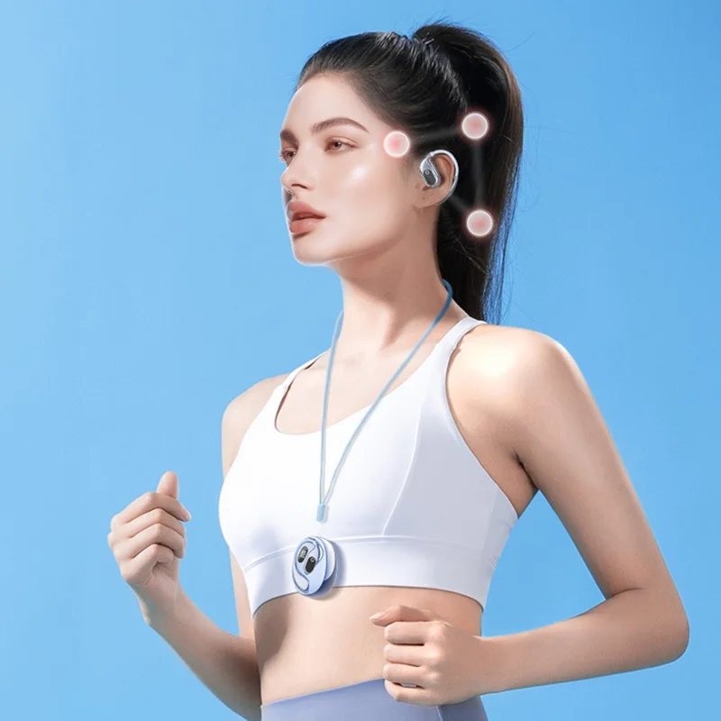 BT 5.4 Mini TWS Earbuds Smart Digital Display Earhook Wireless Sports Headset AI Translation Headphones - Black