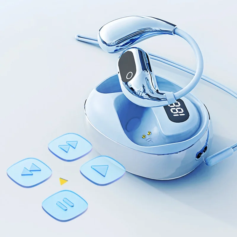 Écouteurs intra-auriculaires TWS mini Bluetooth 5.4 Affichage numérique intelligent Crochet d'oreille Casque sans fil de sport Casque de traduction IA - Blanc