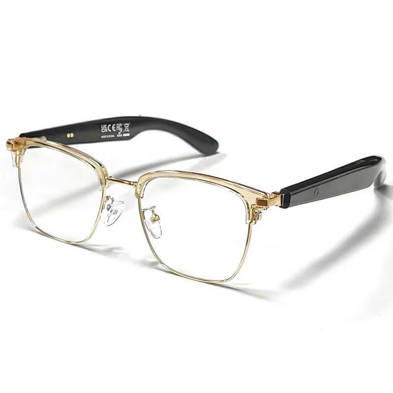 GT-33 Lunettes intelligentes de traduction AI Anti-lumière bleue avec support Bluetooth pour musique et appels - Or + Fauve