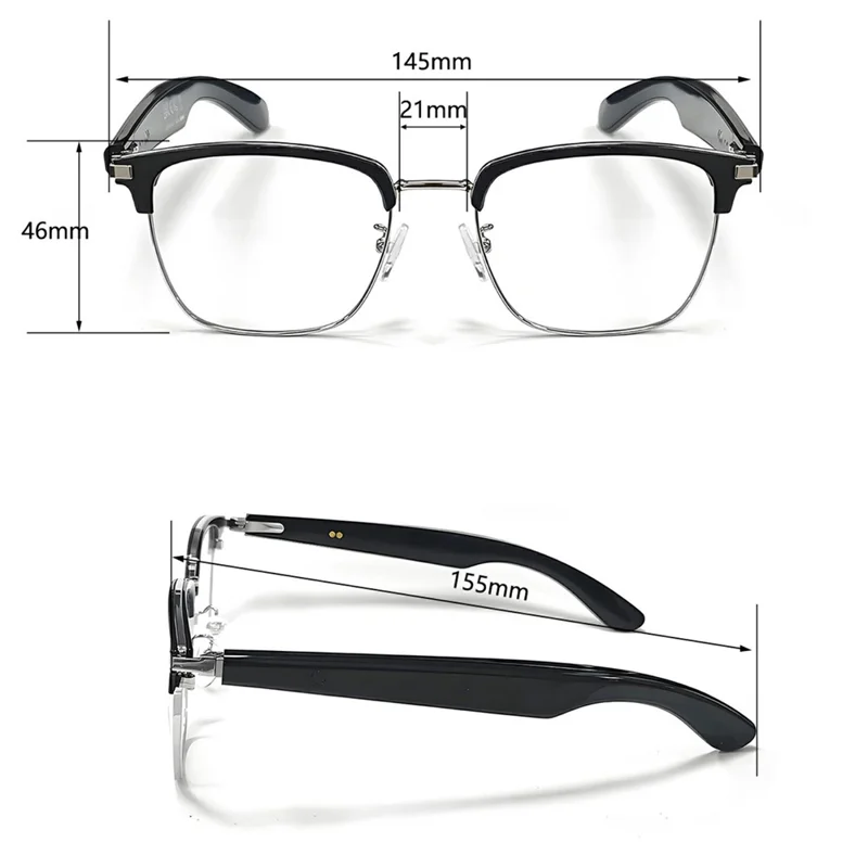 GT-33 AI Translation Smart Glasses Anti Blue Light Eyeglasses Support Bluetooth-compatible Music / Call - Silver+Black
