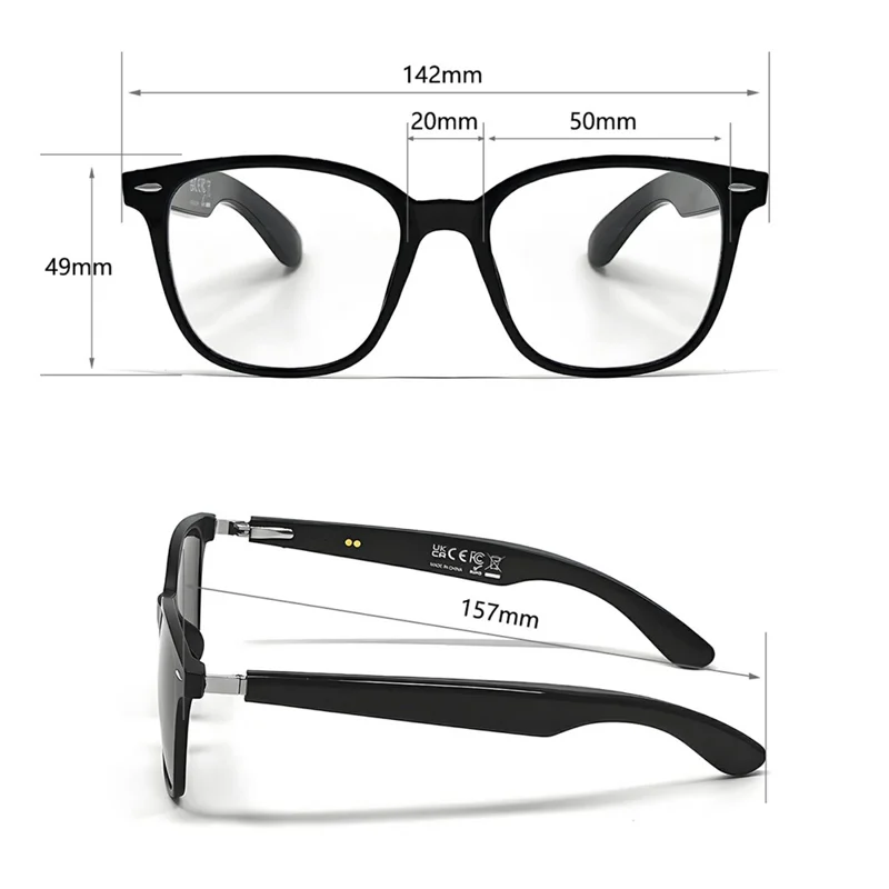 GT-35 AI Intelligent Translation Glasses Blue Light / UV Protection Bluetooth-compatible Music / Call Eyeglasses - Black+Anti Blue Light Lens