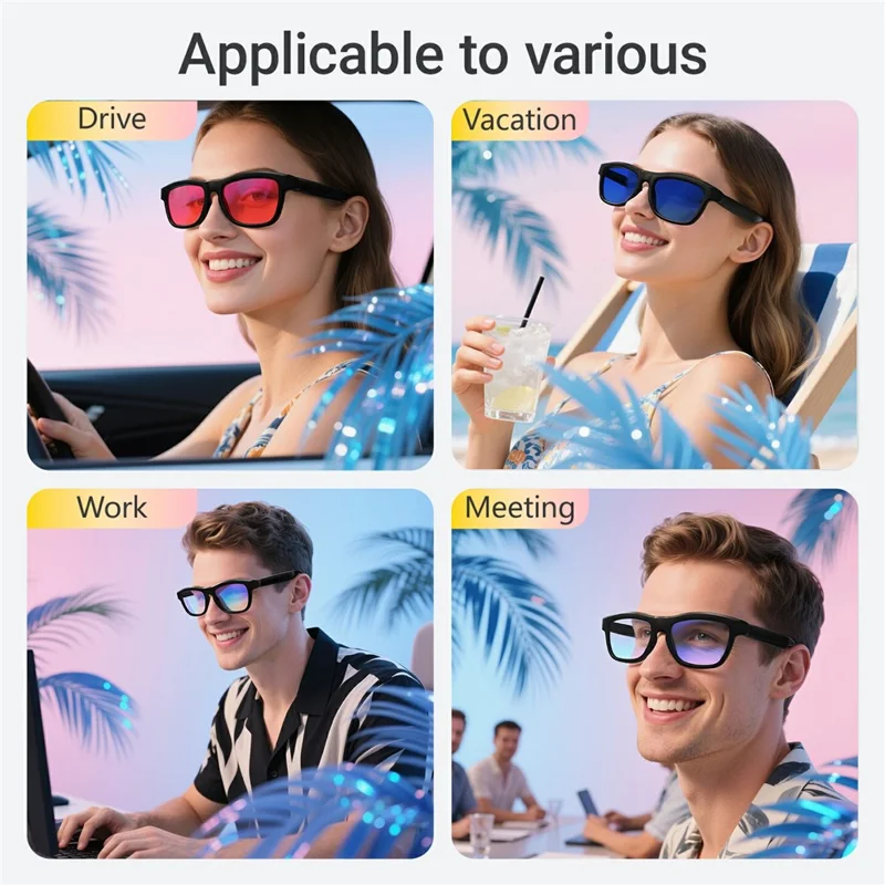 GV-90 AI Translation Smart Glasses Touch Color Changing Lens HD Audio Bluetooth-compatible Music Eyeglasses - Red