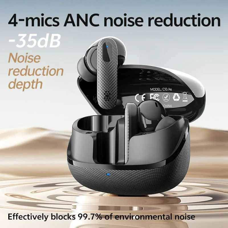 FINEBLUE Wireless Stereo TWS Earphones Dual Mic ANC Noise Cancellation Bluetooth-Compatible Headsets - White