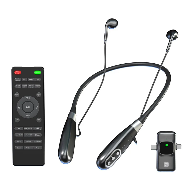 Micrófono de cuello inalámbrico E8 para transmisión en vivo, chat de voz de juegos, auriculares para exteriores con tarjeta de sonido integrada