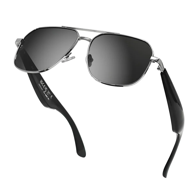 GY100 AI Translation Wireless Eyeglasses Touch Control HD Audio Bluetooth-compatible Smart Glasses - Silver Frame+Grey Lens