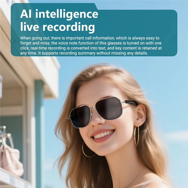 GY100 AI Translation Wireless Eyeglasses Touch Control HD Audio Bluetooth-compatible Smart Glasses - Gold Frame+Tan Lens