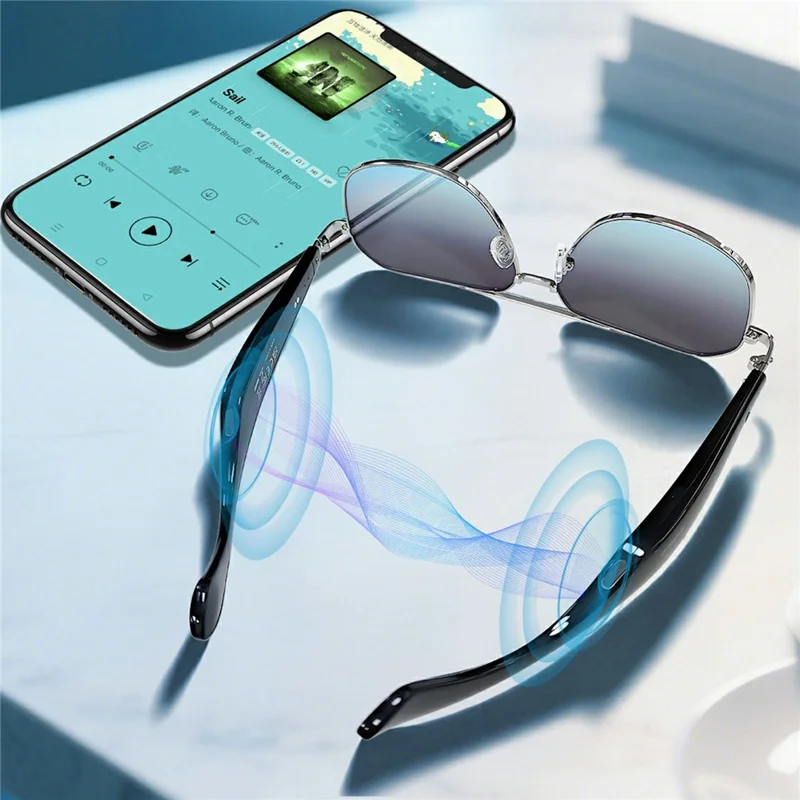 GY100 AI Translation Wireless Eyeglasses Touch Control HD Audio Bluetooth-compatible Smart Glasses - Gold Frame+Tan Lens