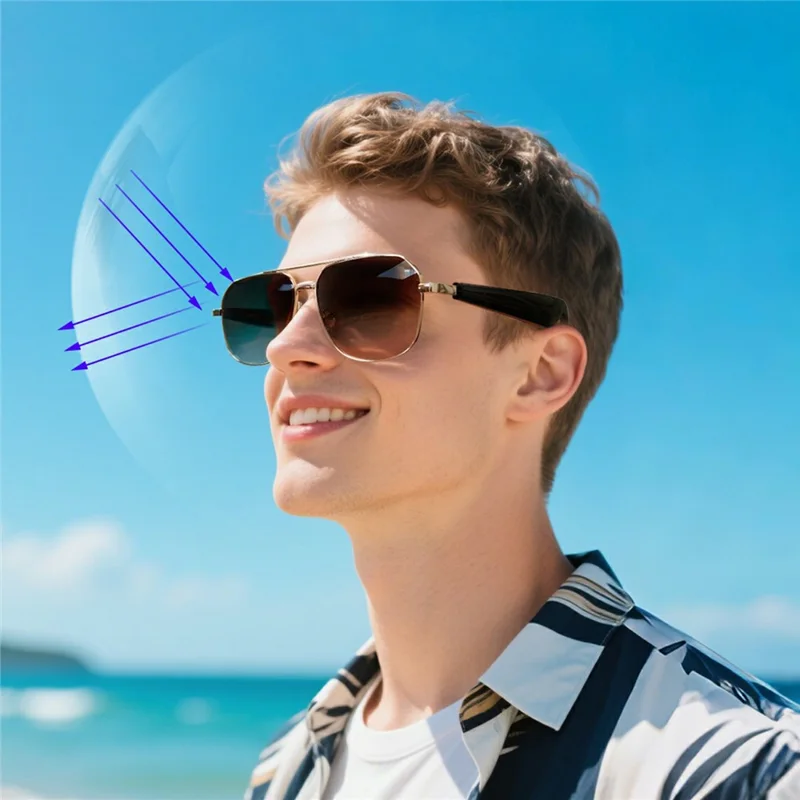 GY100 AI Translation Wireless Eyeglasses Touch Control HD Audio Bluetooth-compatible Smart Glasses - Gold Frame+Tan Lens