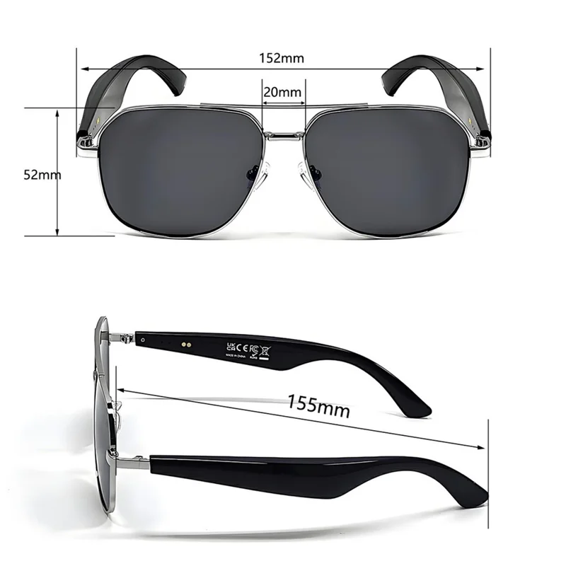 GY100 AI Translation Wireless Eyeglasses Touch Control HD Audio Bluetooth-compatible Smart Glasses - Gold Frame+Tan Lens