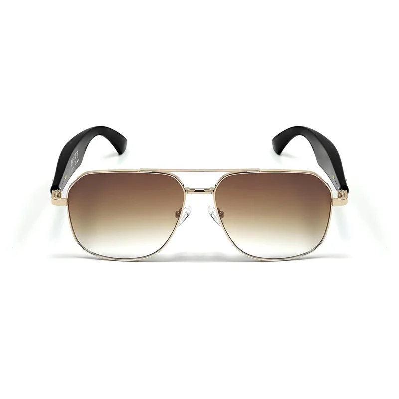 GY100 AI Translation Wireless Eyeglasses Touch Control HD Audio Bluetooth-compatible Smart Glasses - Gold Frame+Tan Lens