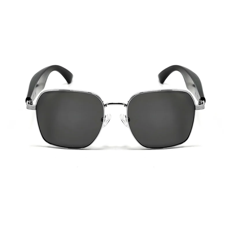 Gafas de sol inteligentes GY200 compatibles con Bluetooth, música, llamadas, IA y traducción, con protección UV para exteriores - Montura plateada + Lente gris
