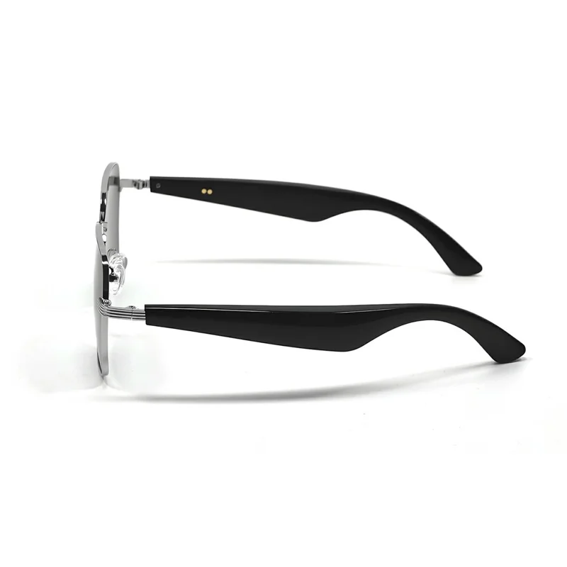Gafas de sol inteligentes GY200 compatibles con Bluetooth, música, llamadas, IA y traducción, con protección UV para exteriores - Montura plateada + Lente gris