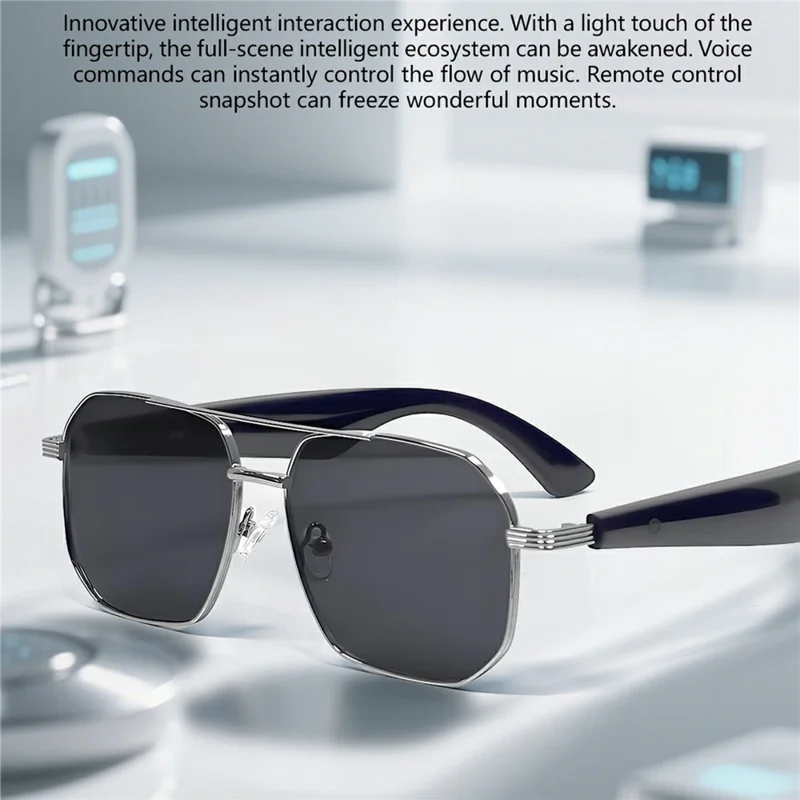 Gafas inteligentes de traducción GY300 AI Auriculares inalámbricos compatibles con Bluetooth Gafas de sol deportivas antirrayos UV - Montura dorada + Lente marrón