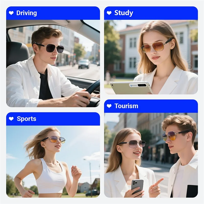 Gafas inteligentes de traducción GY300 AI Auriculares inalámbricos compatibles con Bluetooth Gafas de sol deportivas antirrayos UV - Montura dorada + Lente marrón