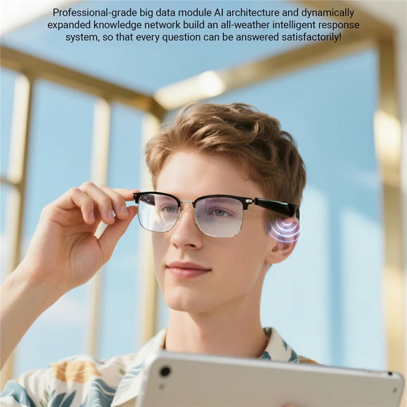 GY600 Умные очки для перевода AI Bluetooth-совместимая беспроводная гарнитура Очки с защитой от синего света - Серебристый+Черный