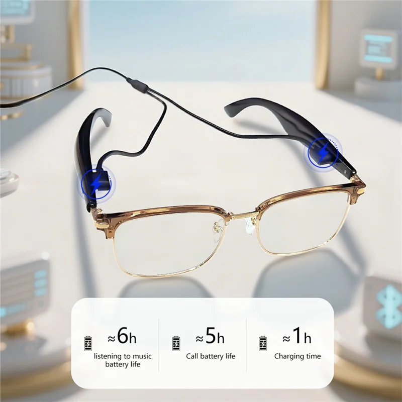 GY600 Умные очки для перевода AI Bluetooth-совместимая беспроводная гарнитура Очки с защитой от синего света - Серебристый+Черный