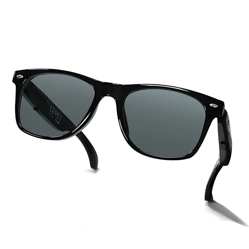 F16 AI Translation Bluetooth-compatible Earphone Glasses Touch Control Wireless Headset Smart Eyewear - Black Frame / Sunglasses