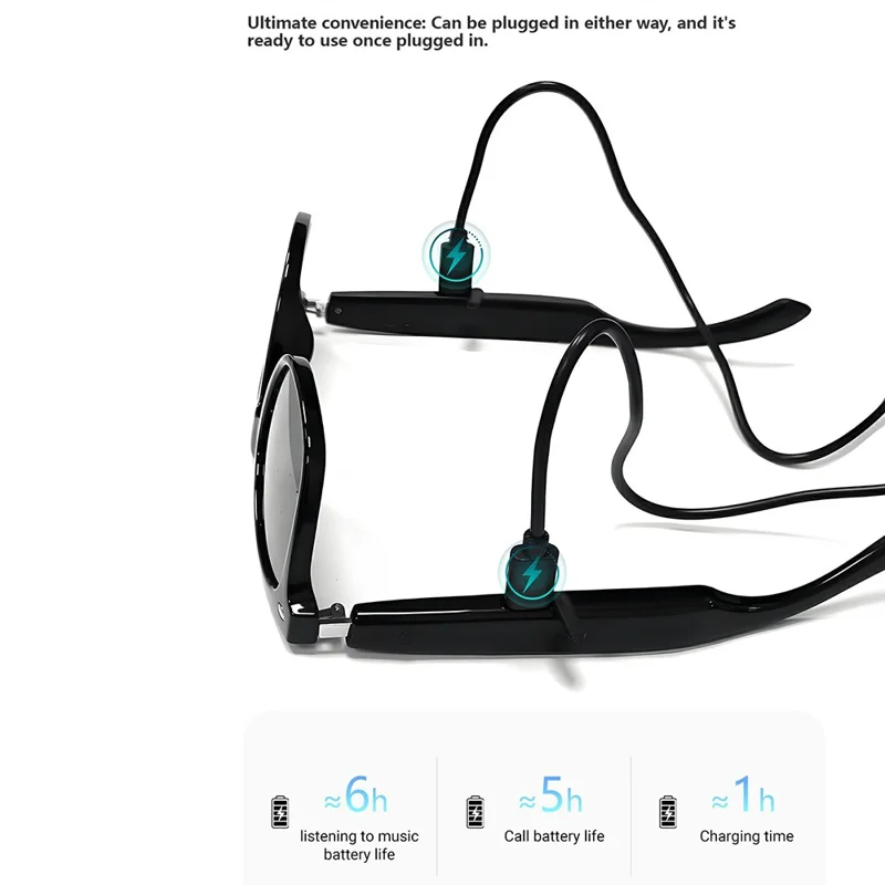 F16 AI Translation Bluetooth-compatible Earphone Glasses Touch Control Wireless Headset Smart Eyewear - Black Frame / Sunglasses