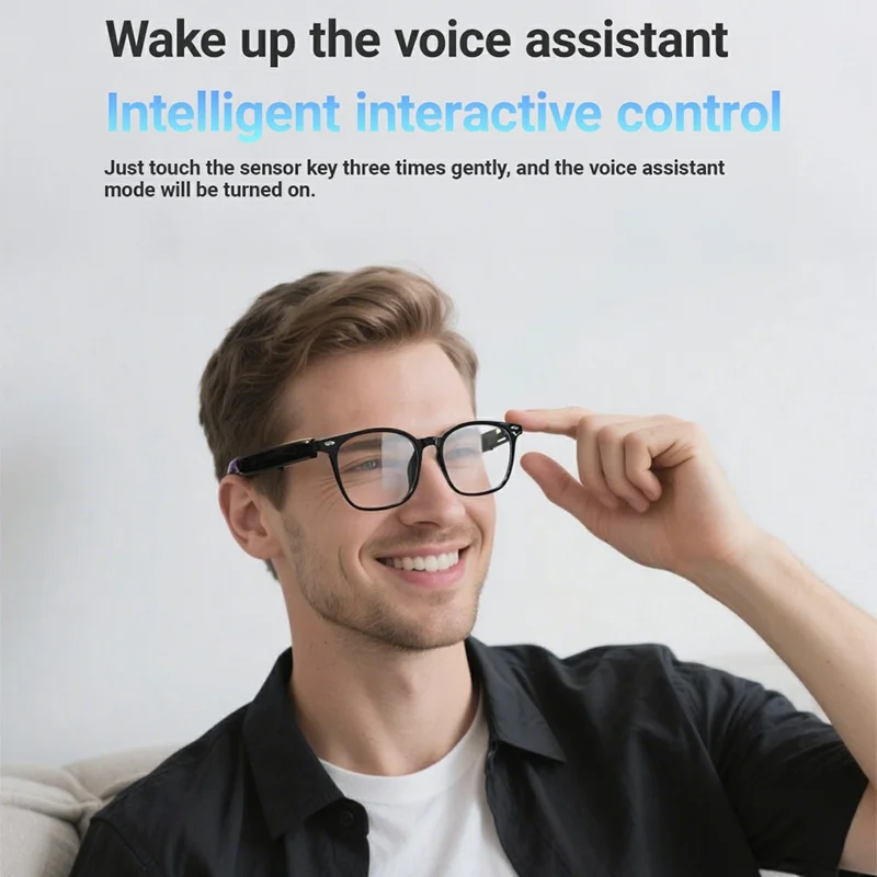 F16 AI Translation Bluetooth-compatible Earphone Glasses Touch Control Wireless Headset Smart Eyewear - Black Frame / Sunglasses