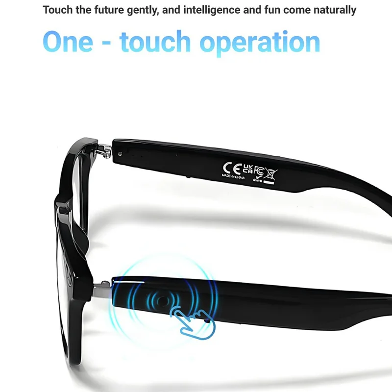 F16 AI Translation Bluetooth-compatible Earphone Glasses Touch Control Wireless Headset Smart Eyewear - Black Frame / Sunglasses