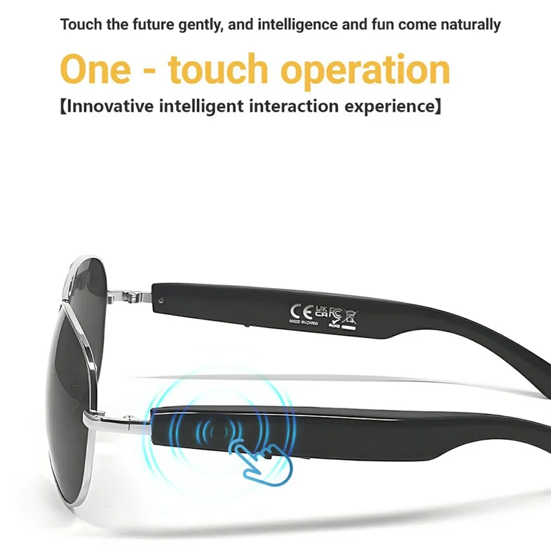 F18 AI Translation Bluetooth-compatible Earphone Glasses Wireless Headset UV Protection Smart Sunglasses - Gold Frame+Tan Lens