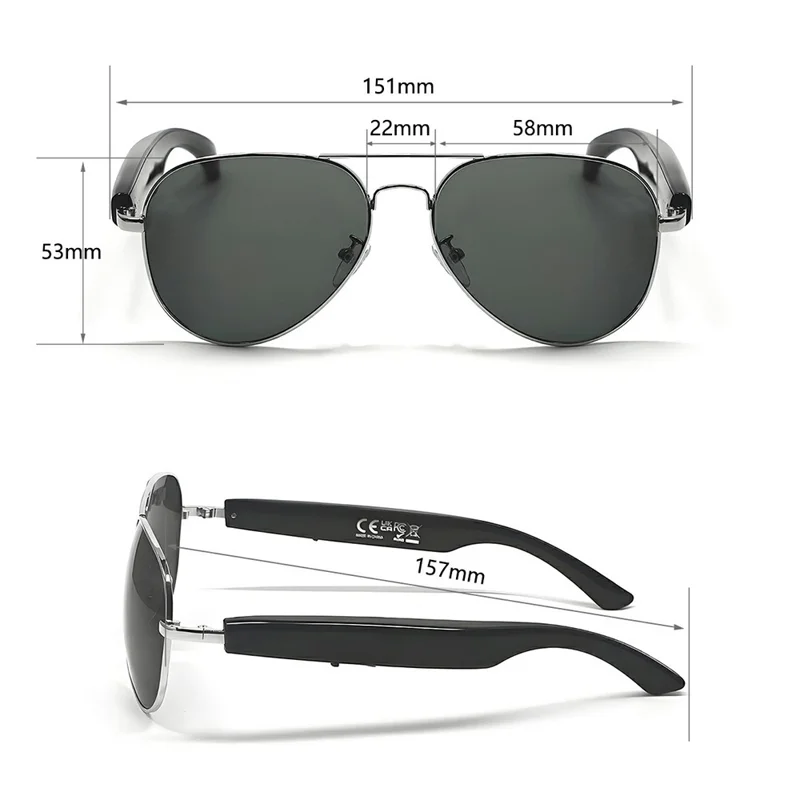 F18 AI Translation Bluetooth-compatible Earphone Glasses Wireless Headset UV Protection Smart Sunglasses - Gold Frame+Tan Lens