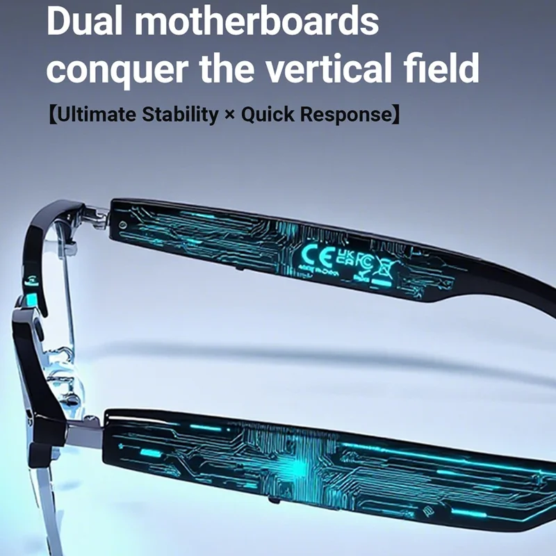 Auriculares inalámbricos de traducción de IA F20, gafas inteligentes compatibles con Bluetooth, música, llamadas, gafas inteligentes - Montura plateada / Antiazul