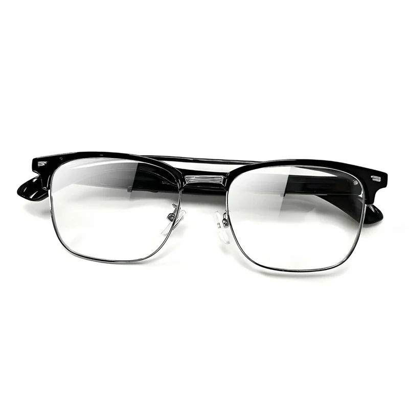 Auriculares inalámbricos de traducción de IA F20, gafas inteligentes compatibles con Bluetooth, música, llamadas, gafas inteligentes - Montura plateada / Antiazul