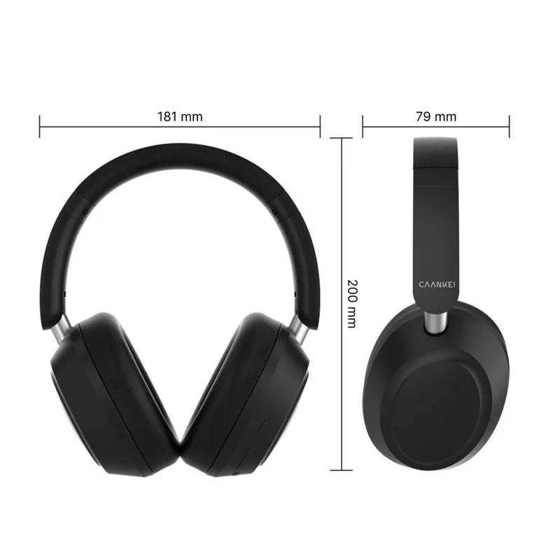 CAANKEI Wireless Headphones Active Noise Cancelling Bluetooth-Compatible Headset Over-Ear - Black