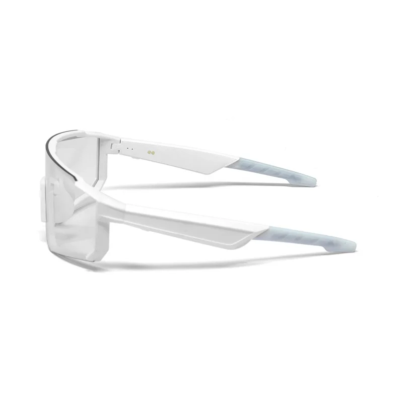 QY-Pro1 AI Translation Bluetooth-compatible Music Glasses for Outdoor Sports Anti UV Cycling Smart Eyewear - White Frame / Photochromic Grey Lens