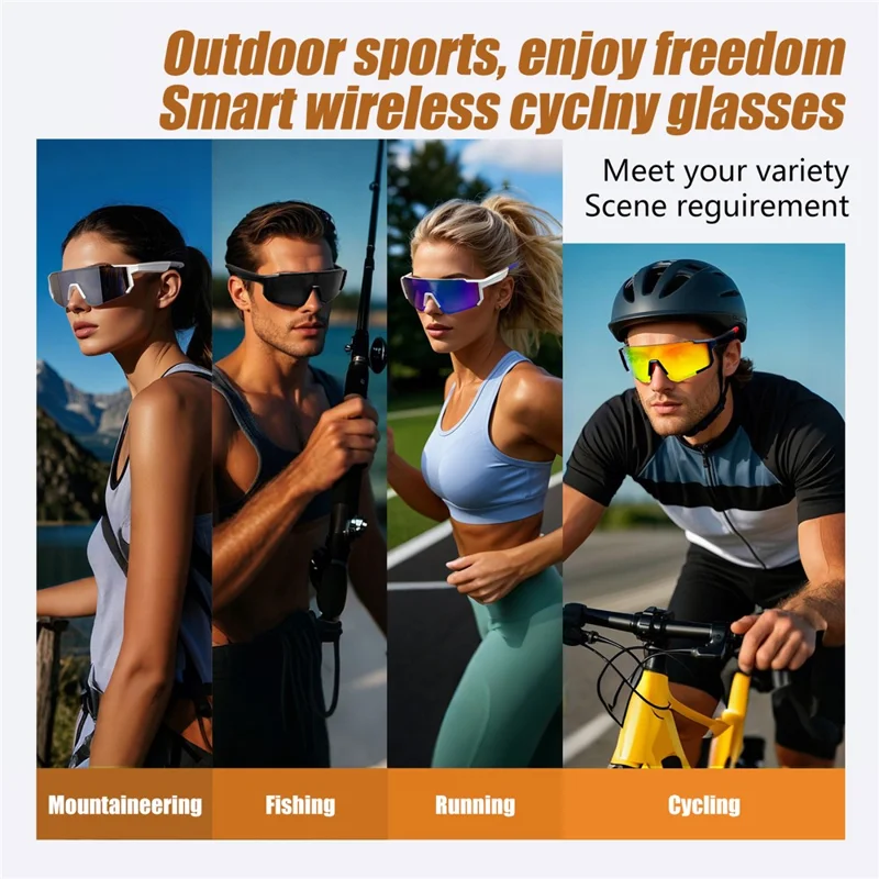 QY-Pro1 AI Translation Bluetooth-compatible Music Glasses for Outdoor Sports Anti UV Cycling Smart Eyewear - White Frame / Photochromic Grey Lens