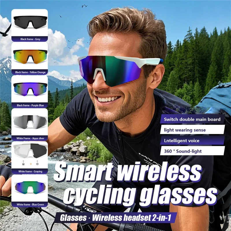 QY-Pro2 Спортивные очки для активного отдыха на открытом воздухе с Bluetooth, функцией перевода и вызова, умные очки - Белая оправа / Меняющая цвет линза