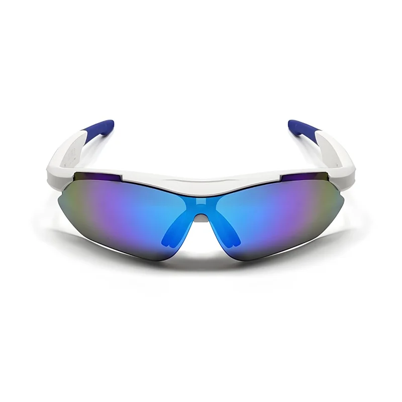 Occhiali da sole sportivi QY-Pro3 AI Bluetooth compatibili per attività all'aperto, ciclismo, musica e chiamate - Bianco+Blu