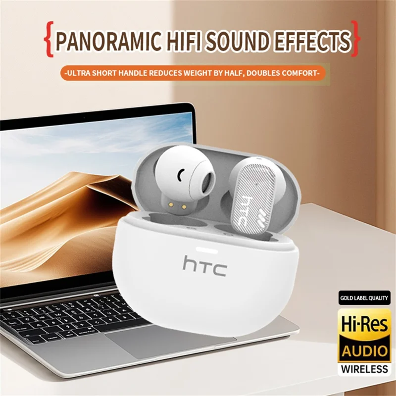 HTC NE16 Wireless Earbuds TWS In-Ear Bluetooth-Compatible 6.0 HiFi Stereo Music Calls Headsets - Black