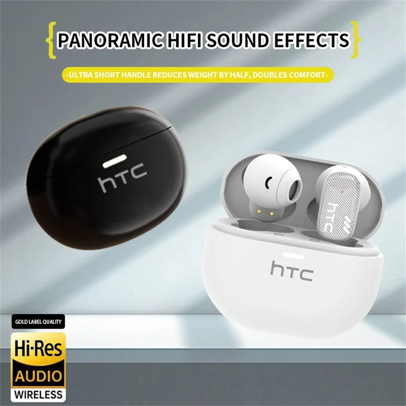HTC NE16 Wireless Earbuds TWS In-Ear Bluetooth-Compatible 6.0 HiFi Stereo Music Calls Headsets - Black